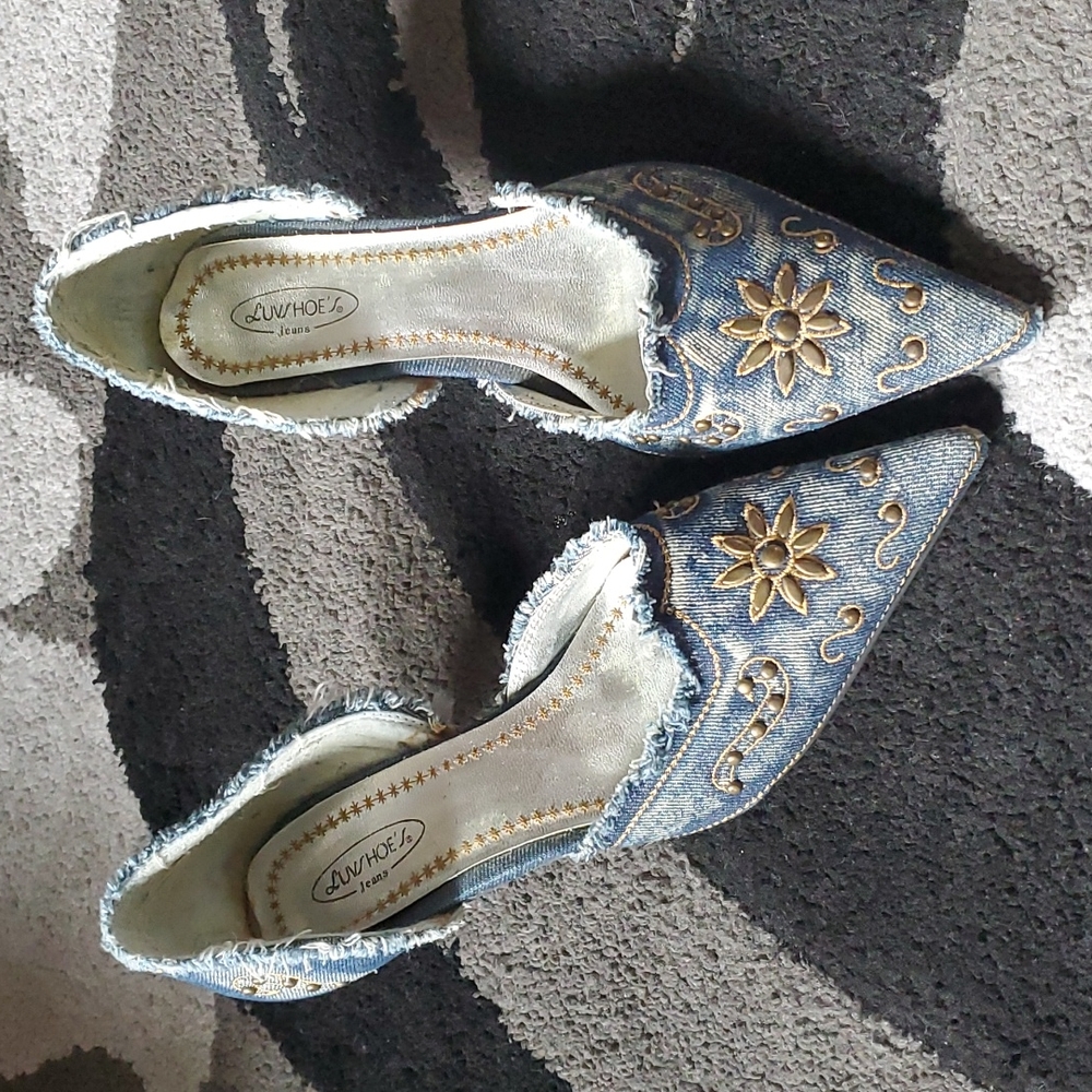 Distressed Jean Pumps